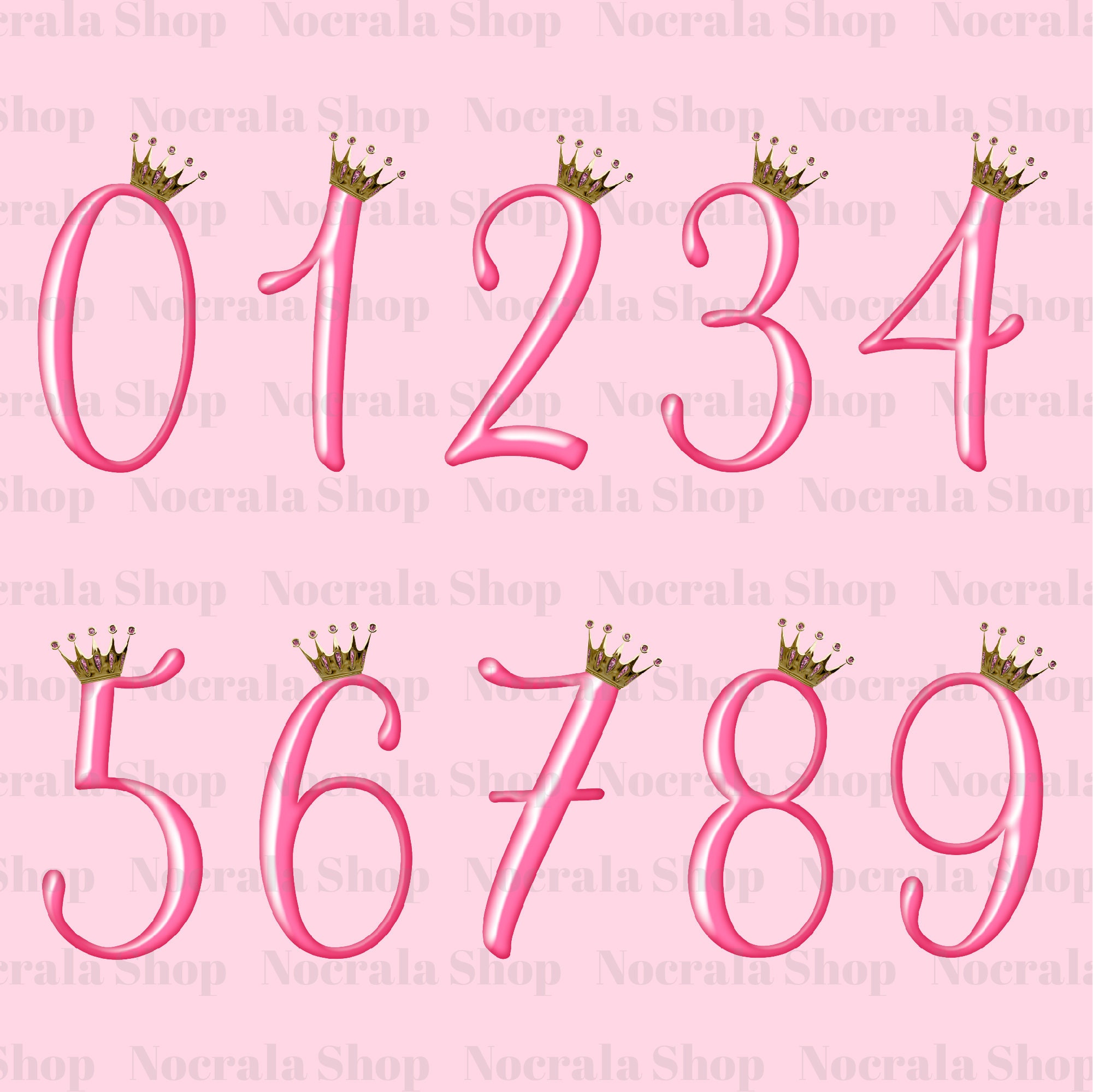 Baby Princess Pink Numbers Clipart, Royal Design (PNG File) - Etsy