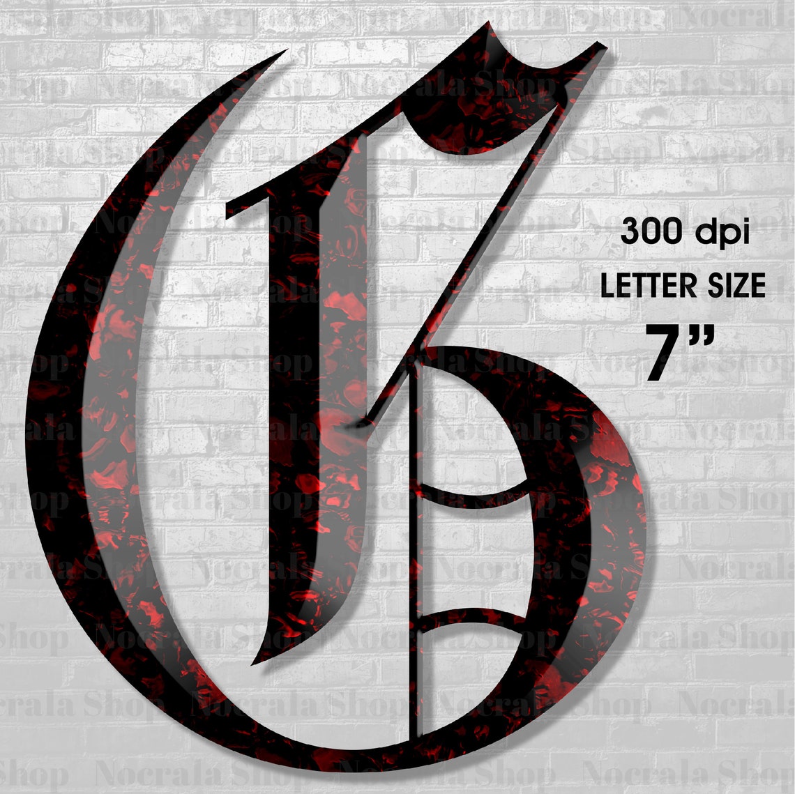 Gothic Black and Red Alphabet Clipart, PNG Digital Clip Art, Black ...