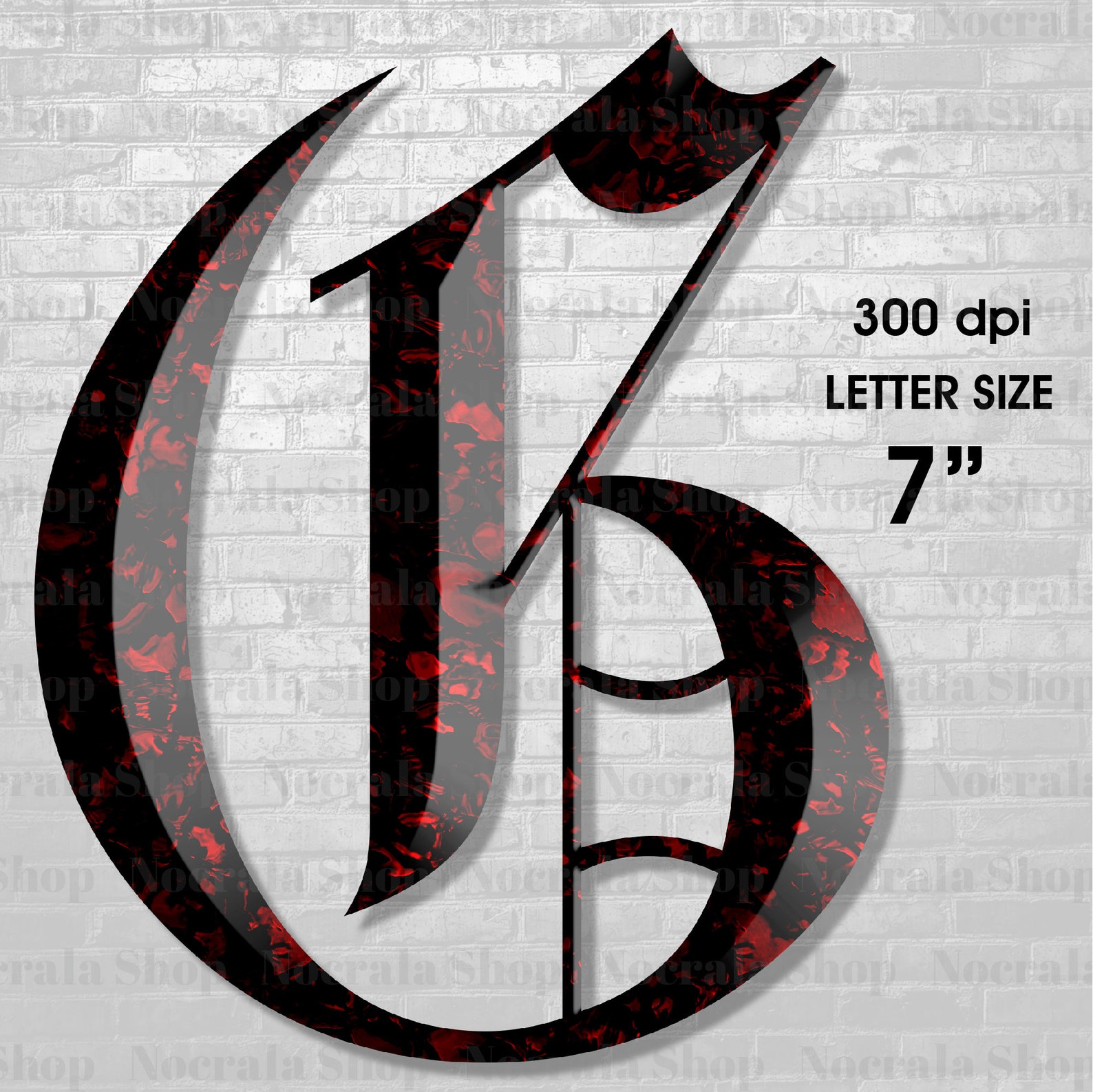 Gothic Black and Red Alphabet Clipart, PNG Digital Clip Art, Black ...