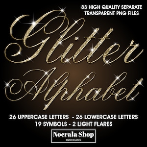 Gouden glitter cursieve alfabet clipart, PNG illustraties, hoogglans alfabet, glamour alfabet, kalligrafie, bling alfabet, sprankelende letters