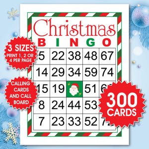 300 Christmas Bingo Cards, 1, 2, or 4 Per Page, Christmas Game, Holiday Bingo, Fun Christmas Game, PDF Download, Christmas Party Activity
