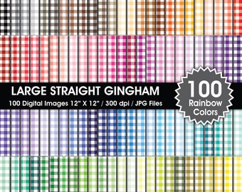 Rainbow Gingham Digital Paper, 100 Seamless Patterns (Digital Download)
