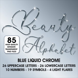 Imágenes prediseñadas del alfabeto cursivo de cromo azul, imágenes prediseñadas PNG, letras cursivas de cromo azul, alfabeto digital de alto brillo, alfabeto glam, caligrafía