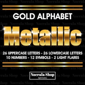 Imágenes Prediseñadas de alfabeto metálico dorado, alfabeto de hoja de oro PNG, números y símbolos de letras digitales doradas, fuente metálica dorada PNG, descarga digital.