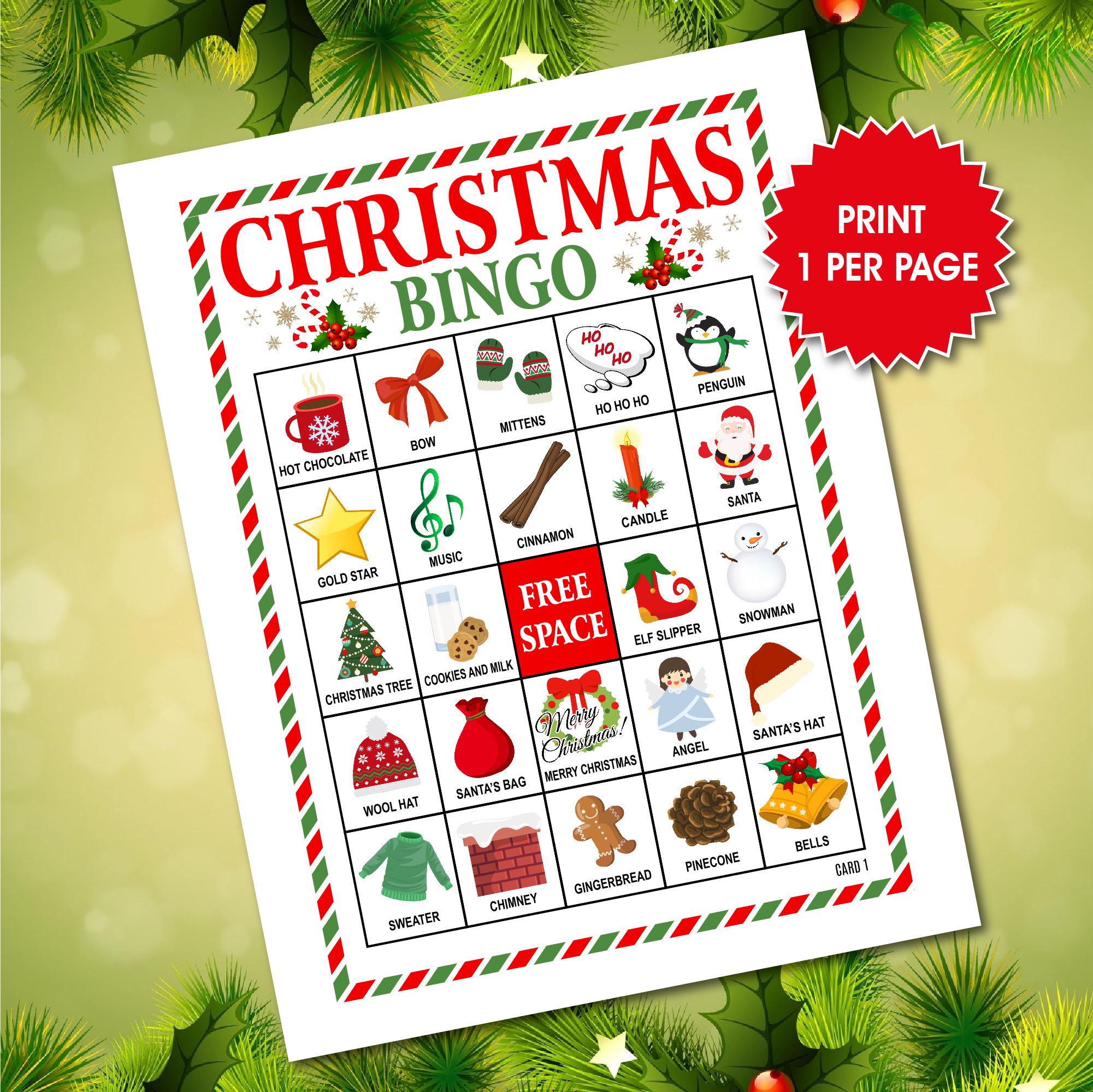 50 Christmas Bingo Cards, Christmas Party Game, Printable Kids ...
