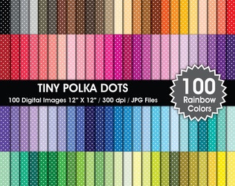 Rainbow Polka Dot Digital Paper, 100 Seamless Patterns (Digital Download)