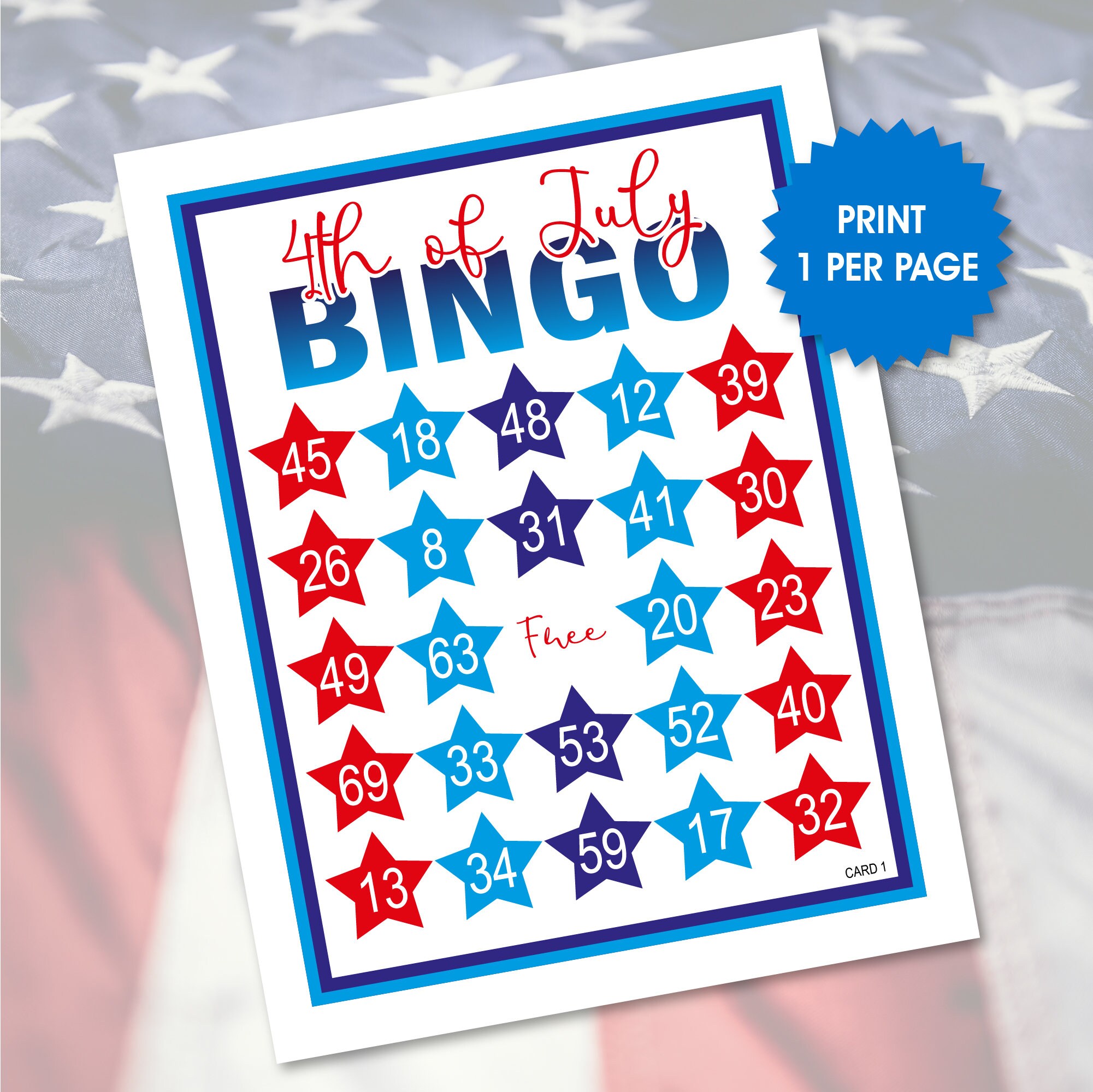 4th of July Bingo Game, 60 Unique Cards, Patriotic Party (PDF Files) - Etsy