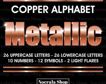 Copper Metallic Alphabet Clipart, PNG Digital Letters (Digital Download)