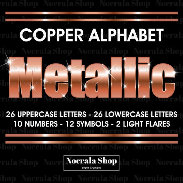 Copper Metallic Alphabet Clipart, Copper Foil Alphabet , Copper Digital Letters Numbers and Symbols, Copper Metallic Font PNG, PNG File.