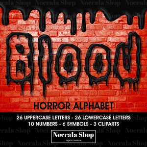 Black Blood Alphabet Clipart, Letters PNG Clipart, Horror Letter, Halloween Clipart, Dripping Alphabet, Instant download PNG Letters