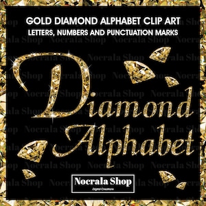 Gold Diamant Alphabet Clipart, PNG digitale Clip Art, Gold Diamant Buchstaben, Zahlen, Symbole Clipart, Glam Alphabet Clipart