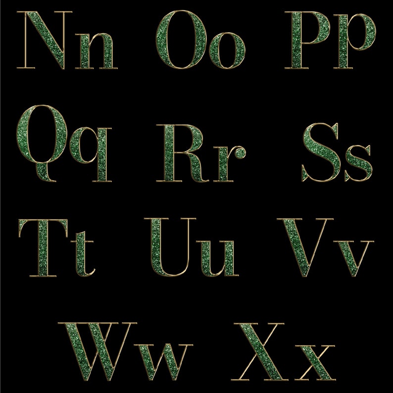 Green Glitter Glam Alphabet Clipart, PNG Clipart, Bling Alphabet ...