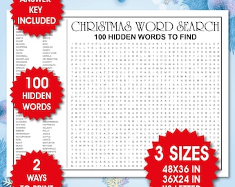 Gigantische kerstwoorden zoeken, kerstspel, afdrukbare kerstzoekopdracht, grote woorden zoeken, kerstfeestspellen, gigantische woorden zoeken, pdf-bestanden