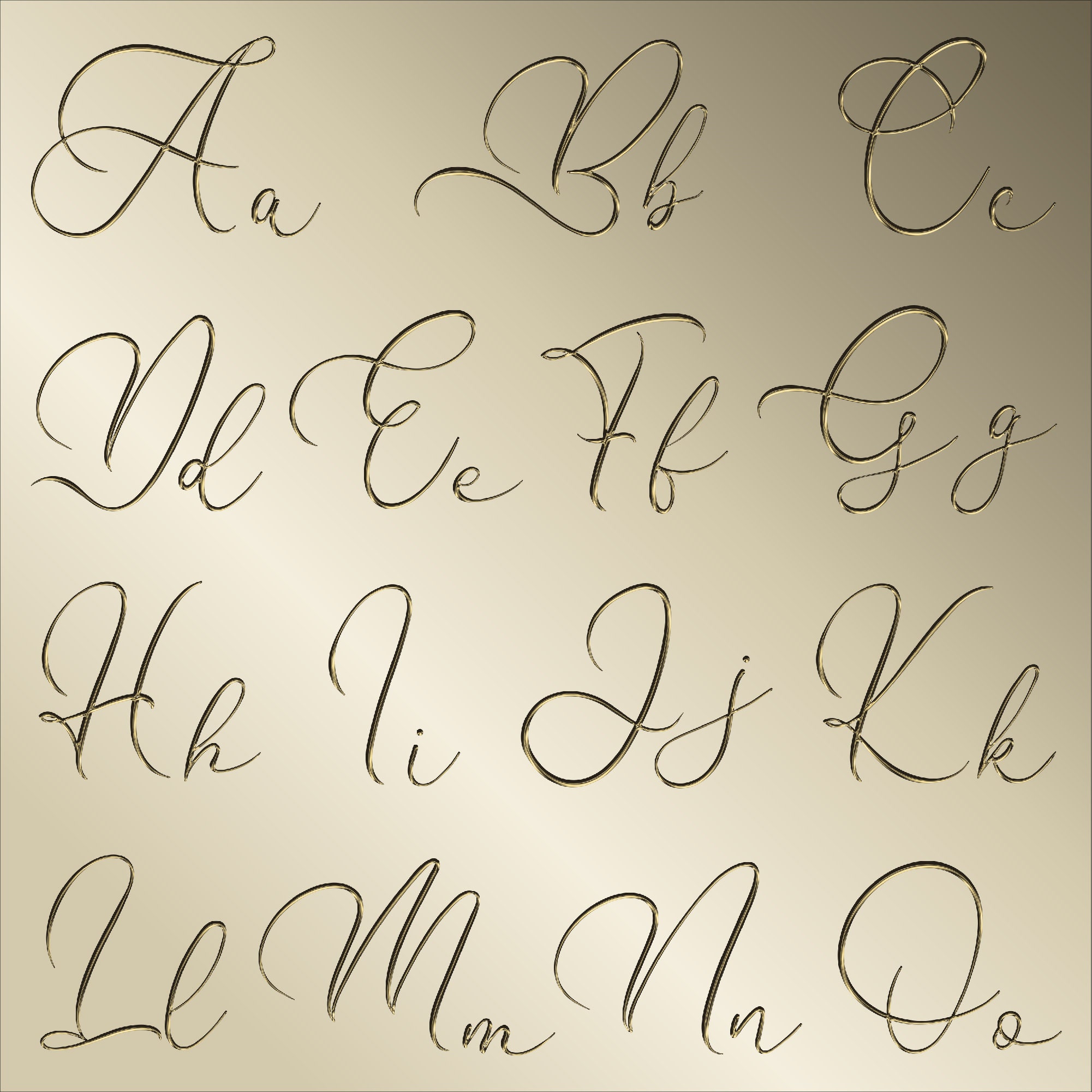 Champagne Chrome Cursive Alphabet Clipart, PNG Clip Art, Champagne ...