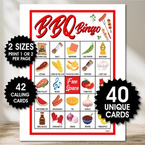 40 cartes de bingo pour barbecue, jeu de soirée barbecue, activité de fête dans la cour, bingo d'anniversaire, bingo amusant pour un barbecue, pique-nique d'été, bingo dans la cour