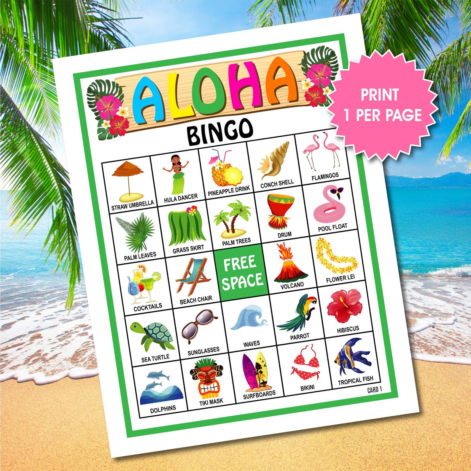 Aloha Bingo Cards, Hawaiian Party Game, Luau Fun Activity (digital ...