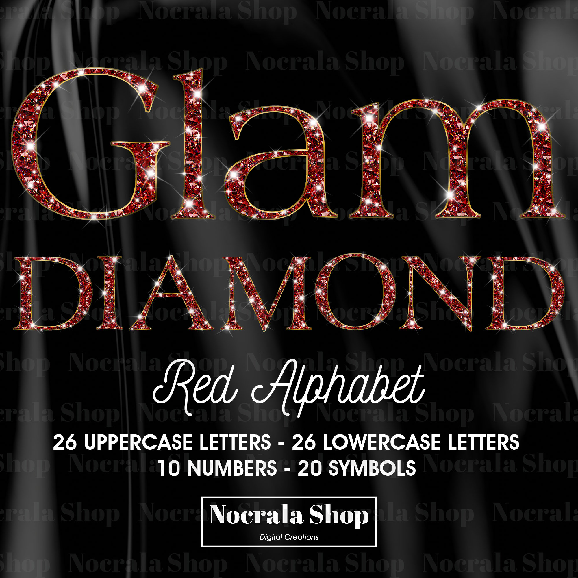 Red Diamond Glam Alphabet Clipart, PNG (digital Download) - Etsy