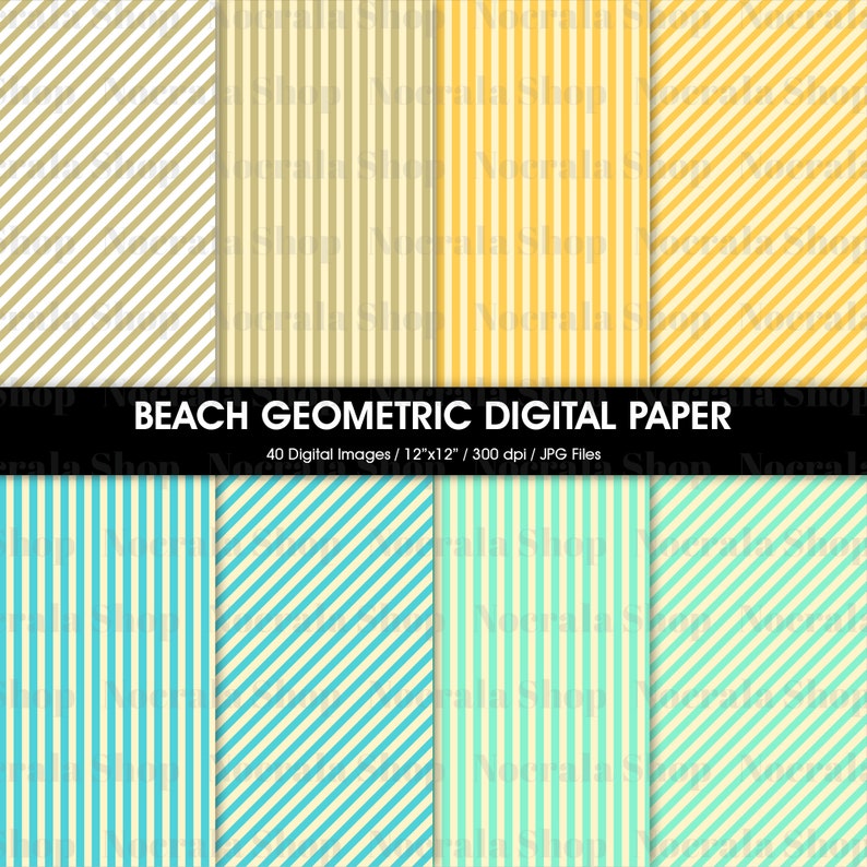 Beach Geometric Scrapbook Paper, Coastal Colors (digital Download) - Etsy