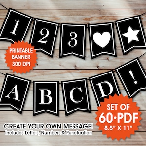 Simple Printable PDF Banner, Birthday Party, Shower Decoration, Bulletin Board, Event Decor, Swallowtail Design, Instant Download