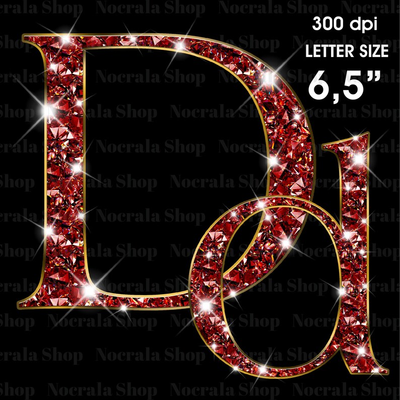 Red Diamond Glam Alphabet Clipart, PNG (digital Download) - Etsy