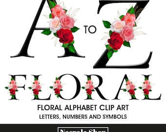 花柄アルファベットのクリップアート、文字PNGクリップアート、ピンクのアルファベットのクリップアート、クリップアートバンドル40の高品質PNG、春のエレガントな花柄アルファベット