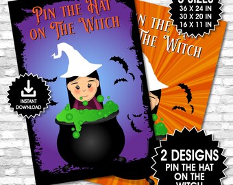 Juego de ponerle el sombrero a la bruja, actividad de Halloween (archivos PDF)