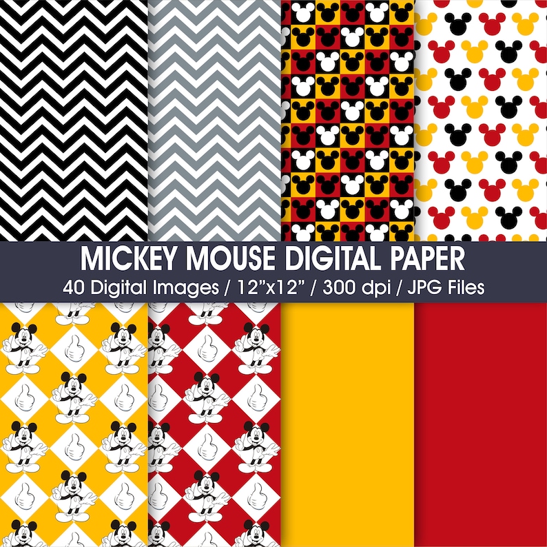 Mickey Mouse Digital Paper, Scrapbook Backgrounds (digital Download) - Etsy
