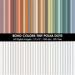 Papel digital con 60 lunares diminutos en colores boho, papeles para álbumes de recortes en colores neutros, descarga instantánea, 60 papeles para álbumes de recortes con patrones sin costuras