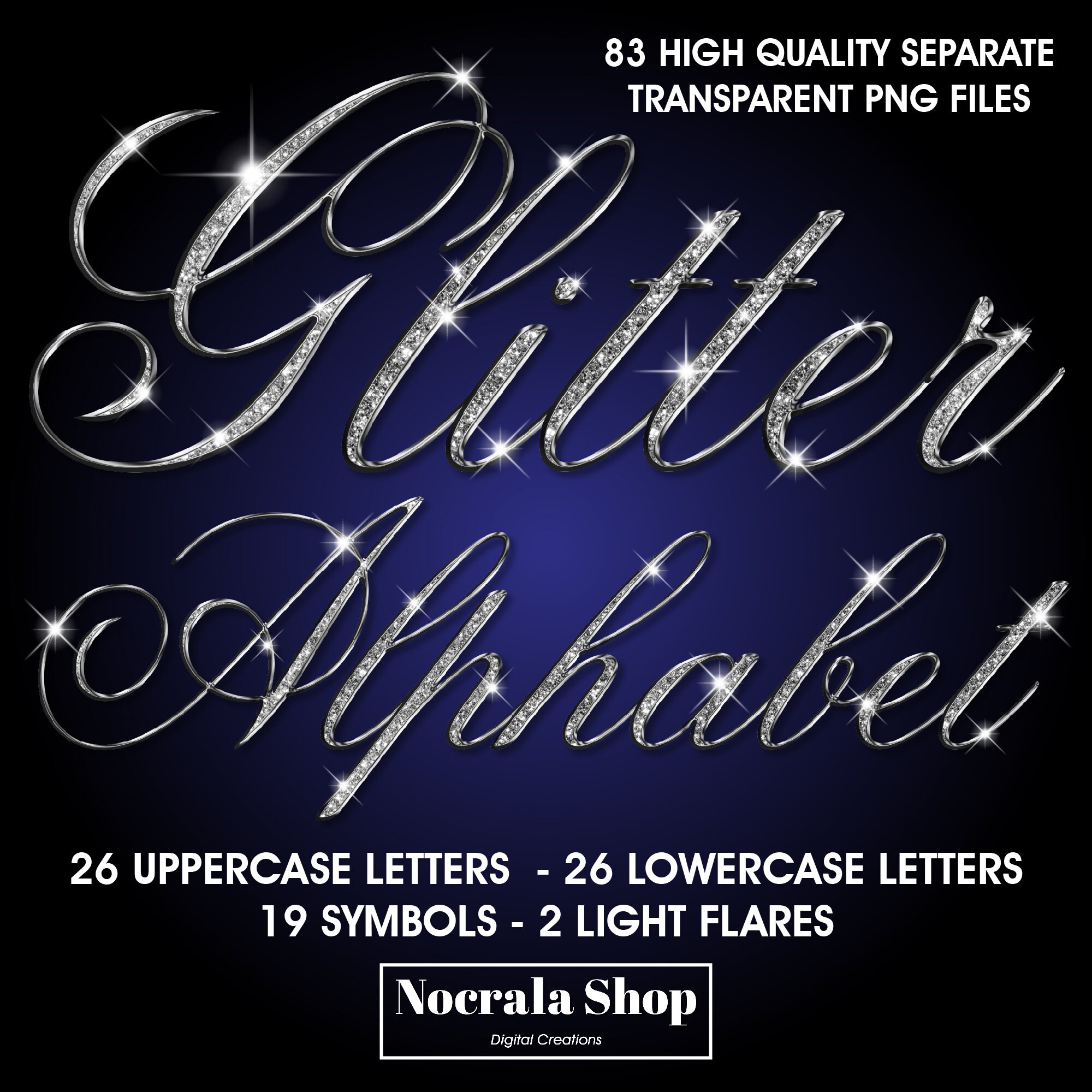 Bundle PNG Glitter Letters, Sparkle Clip Art, Letters Alphabet