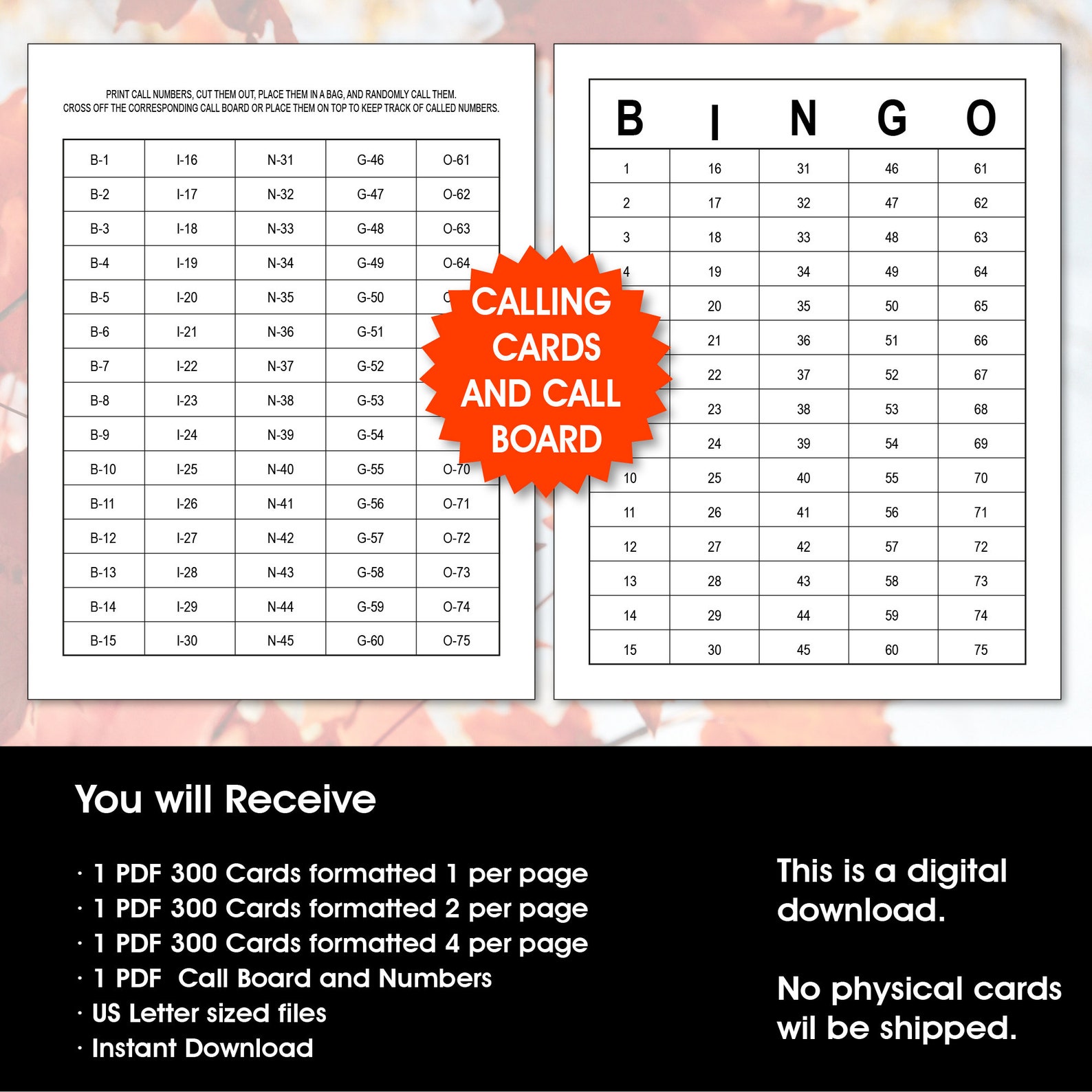 Autumn Colors Bingo, 300 Cards, Fall Party Game (PDF Download) - Etsy