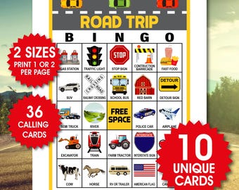 Bingospel Road Trip, Travel Car Activity, 10 unieke kaarten (pdf)