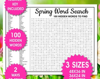Gigantische lente-woordzoekpuzzel, gezelschapsspel (pdf-bestanden)
