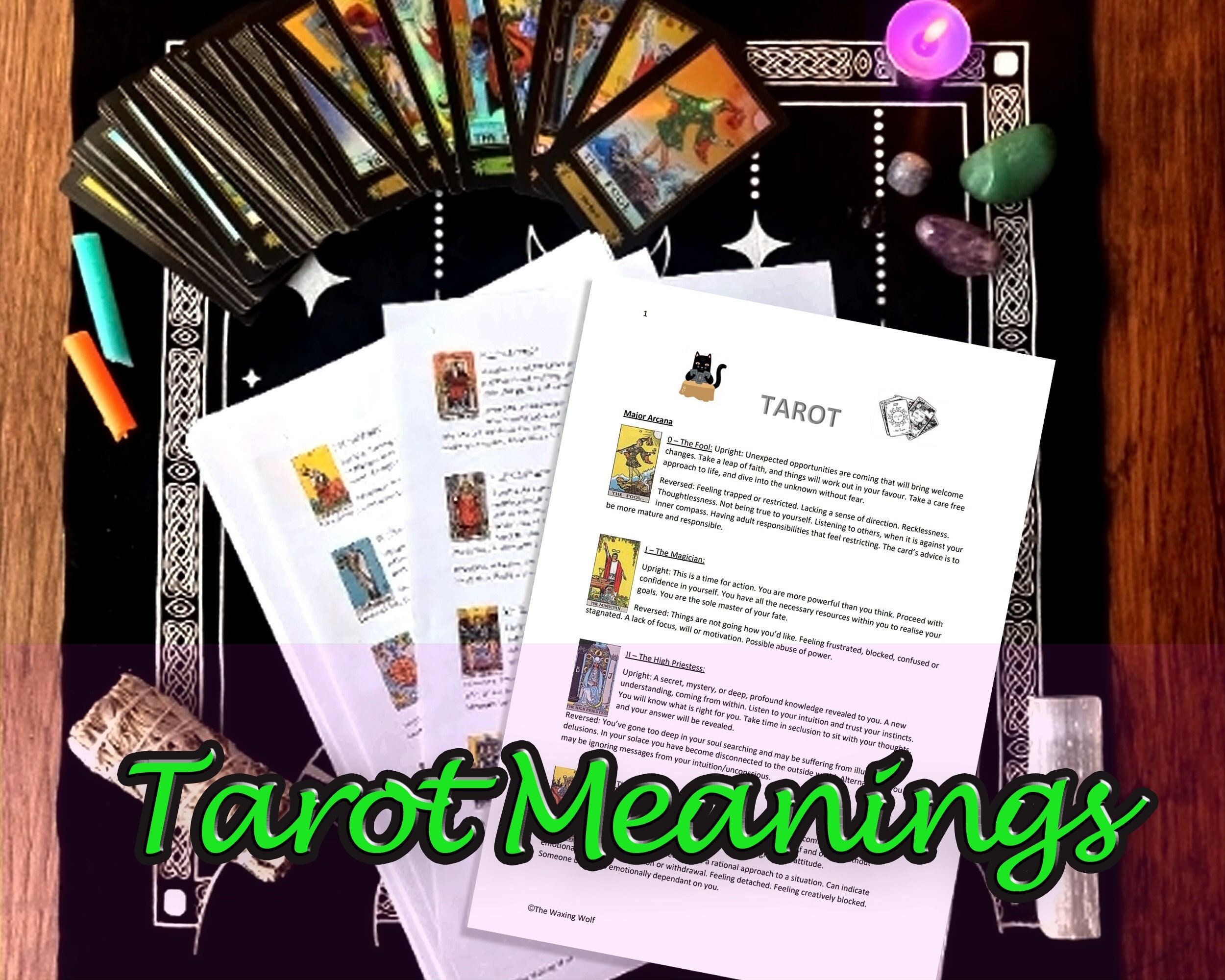 Tarot cheat sheet tarot guide book tarot summary learn etsy