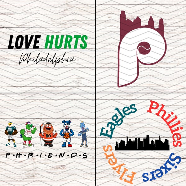 Philly Sports PNG & SVG Bundle Phillies Eagles Flyers 76ers Union Instant Download