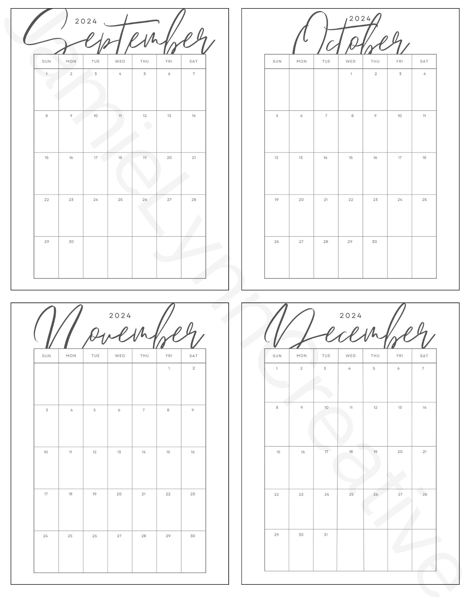 2024 Minimalist Printable Calendar Download - Etsy