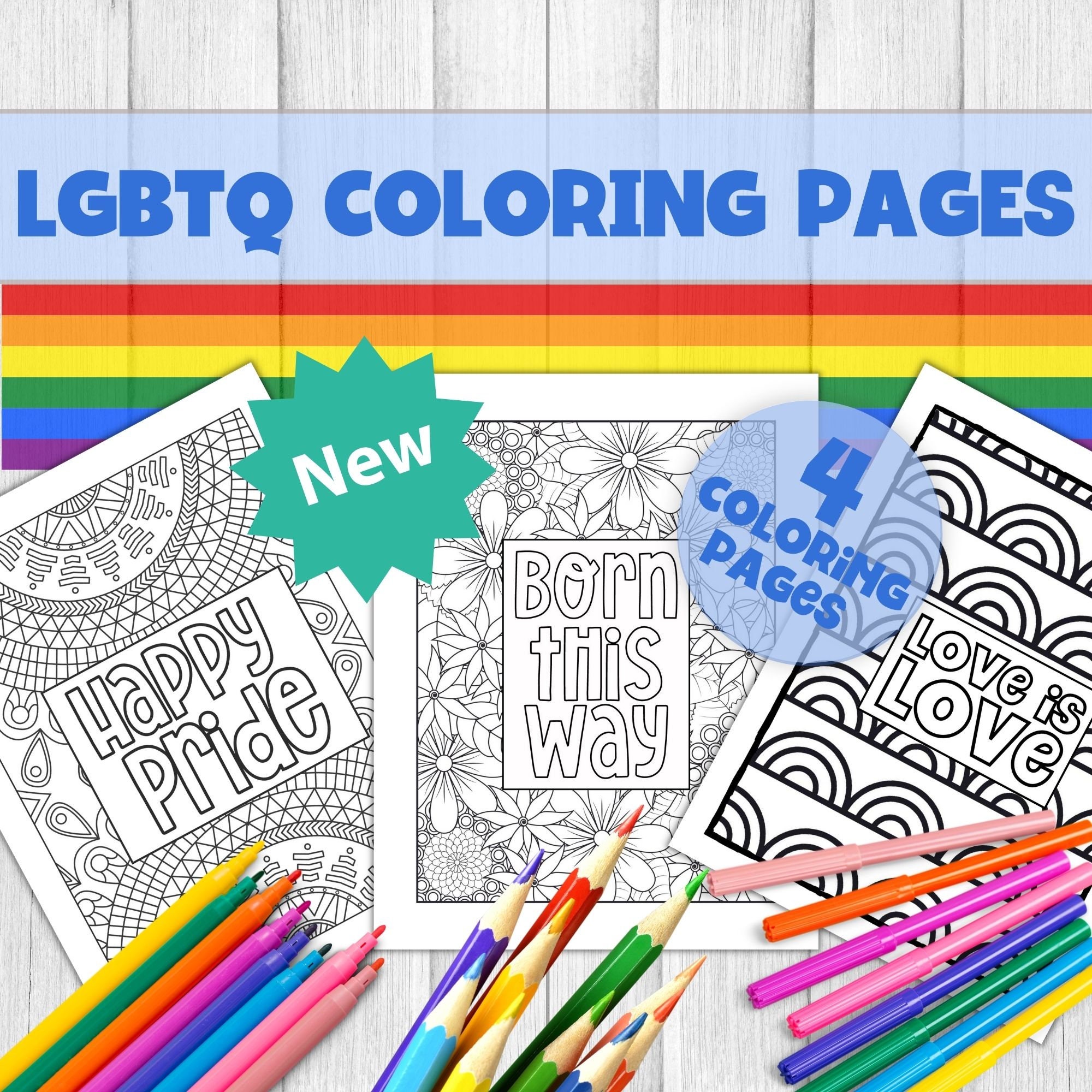 LGBT Coloring Pages Pride - Etsy