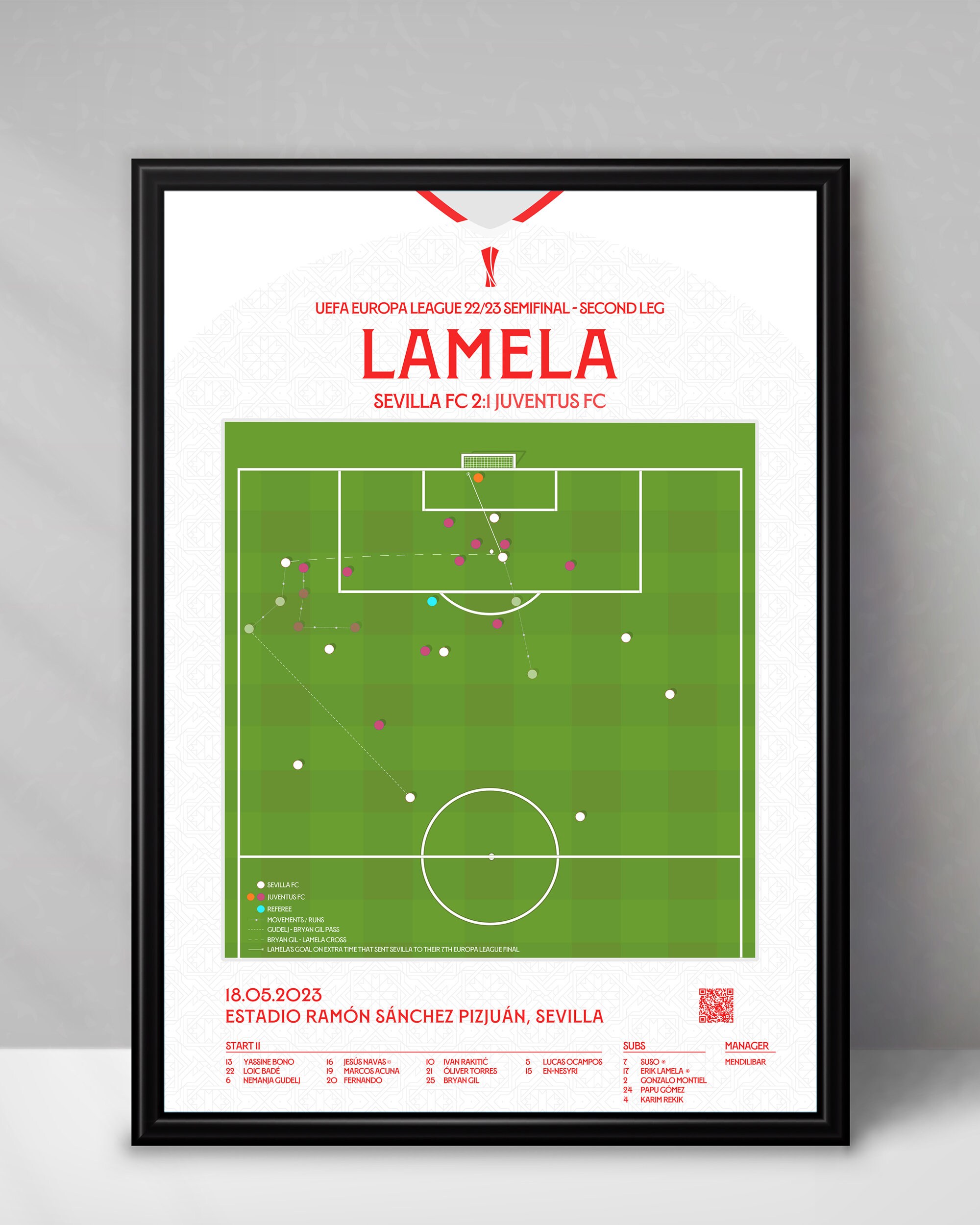 Sevilla | Lamela | Juventus | Europa League | AS Roma | Spain | Champions Legaue | Final | Triptych | Printables | Football poster Poster