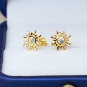 Sterling Silver Sun Earrings: Minimalist Crystal Jewelry