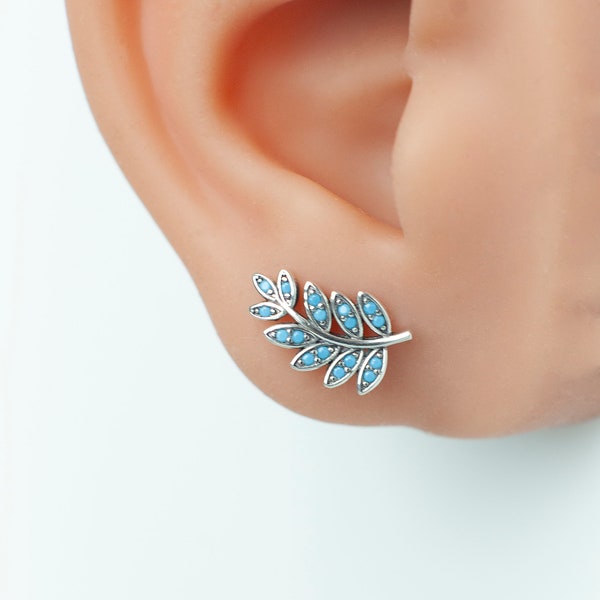 Turquoise Leaf Earrings, Wedding Jewelry, Birthday Gifts, Jewelry For Women, Minimalist Jewelry, Trending Jewelry For Women, Silver Earrings