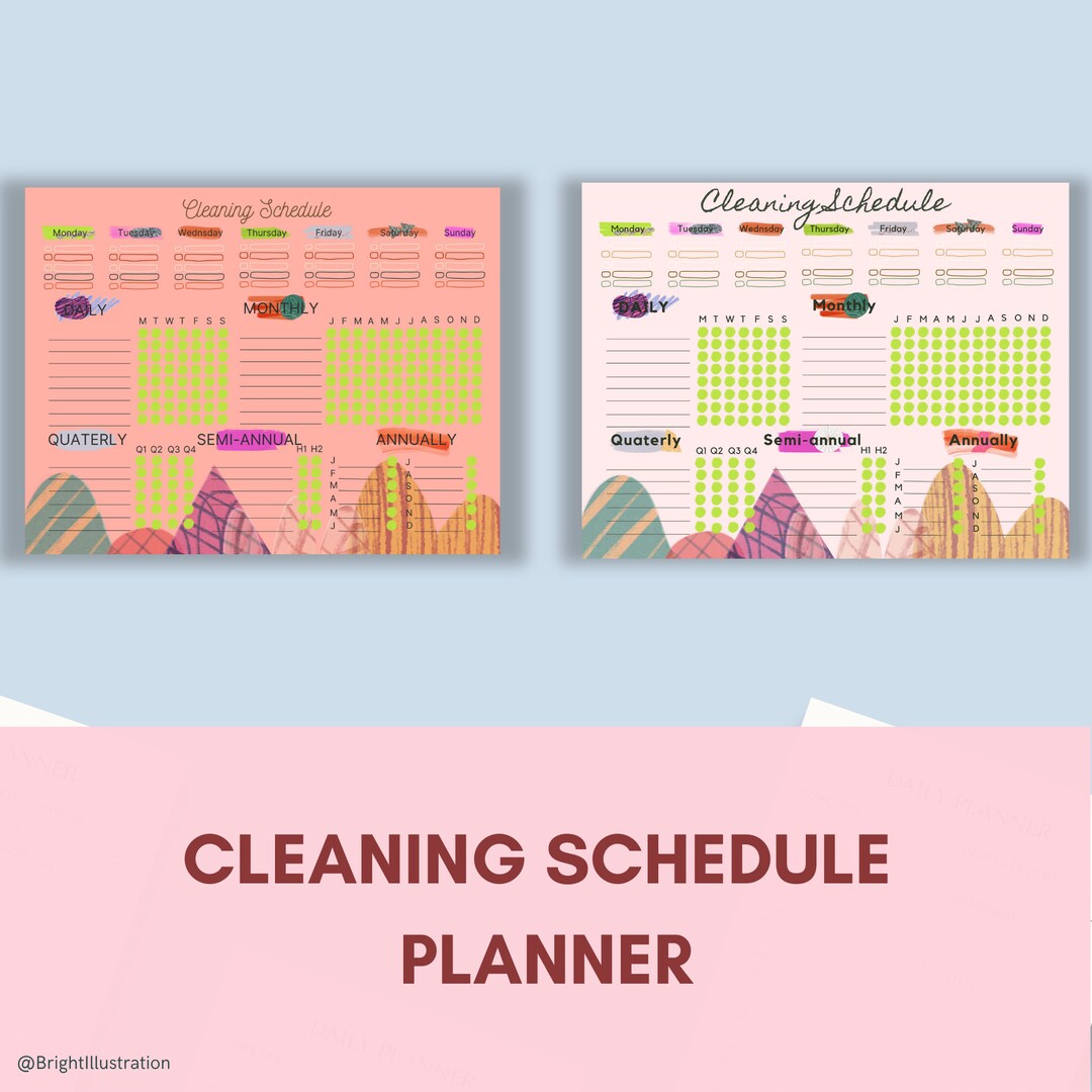 Cleaning Schedule Planner Printable PDF Cleaning Schedule Weekly House ...