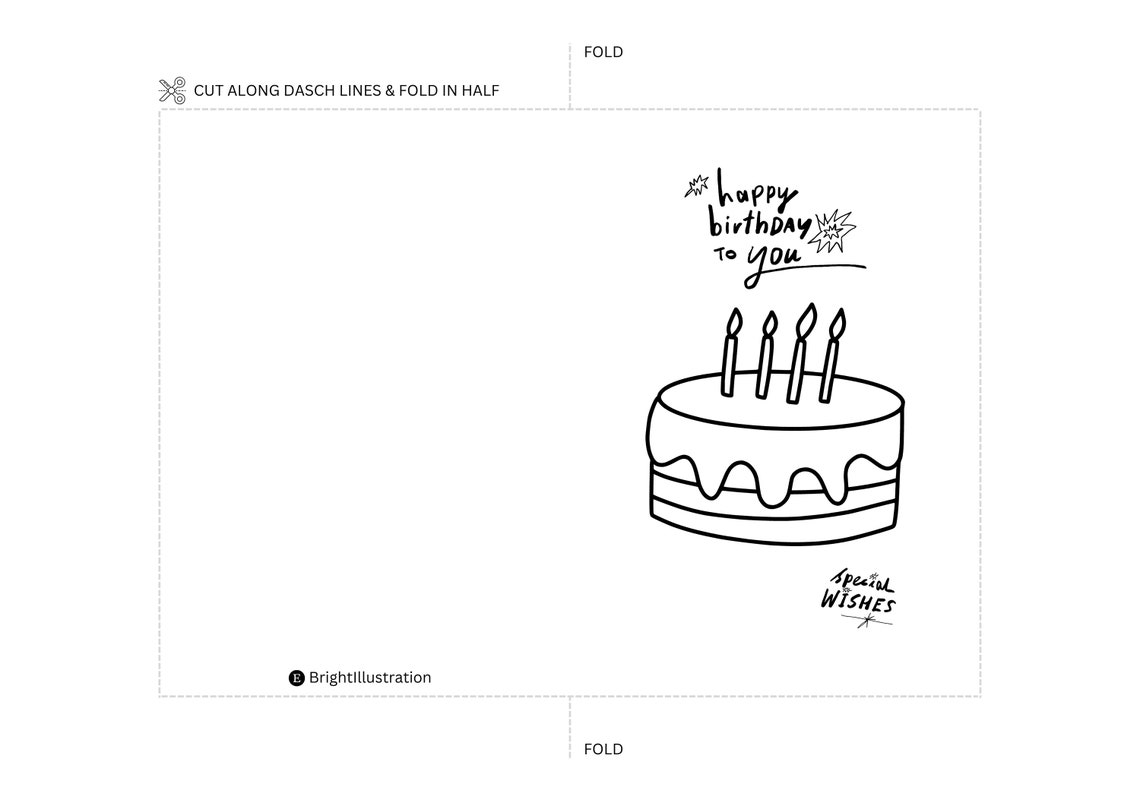 PRINTABLE Happy Birthday Coloring Card, Cupcake Birthday Card, Birthday