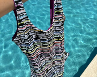 Theme Park Monorail Handmade Reversible Full Coverage One-Piece Women’s Swimsuit