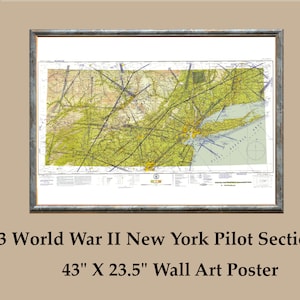 World War 2, 1943 FAA Pilot Aviation Sectional Chart, New York, Atlantic Coast, Philadelphia PA, Hartford CT, Poster, Fathers Day Gift