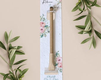PLANTABLE PEN favour with plantable paper backing card, wedding favour, favor, gift, eco-friendly biodegradable seed paper - Rose Garden