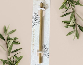 LÁPIZ PLANTABLE con tarjeta de respaldo de papel plantable, regalo de boda, obsequio, papel de semillas biodegradable ecológico - Simple Lines