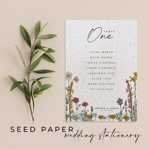 PAPIER DE GRAINES PLANTABLE Plan de sièges de mariage respectueux de l’environnement - Cartes en papier de graines plantables qui peuvent devenir un souvenir fleuri!-Fleurs sauvages