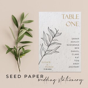 PAPIER DE GRAINES À PLANTER Plan de table de mariage respectueux de l'environnement - Cartes de papier de semences à planter qui peuvent devenir une mémoire florissante ! - Lignes simples