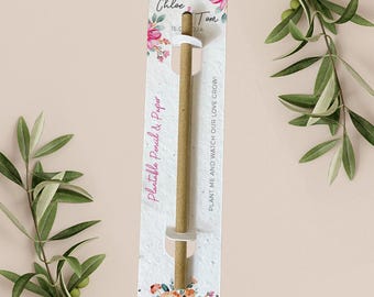 LÁPIZ PLANTABLE con tarjeta de respaldo de papel plantable, regalo de boda, obsequio, papel de semillas biodegradable y ecológico - Bright Blooms