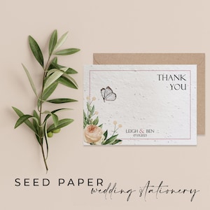 PAPEL DE SEMENTES PLANTÁVEIS - Cartões de agradecimento de casamento de papel de sementes plantáveis para a celebração ecológica perfeita!