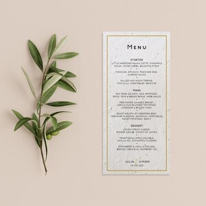 CARTA DA SEMI PIANTABILI - Un menù di nozze in carta da semi piantabili, ecologico e sostenibile per un futuro verde - Classico